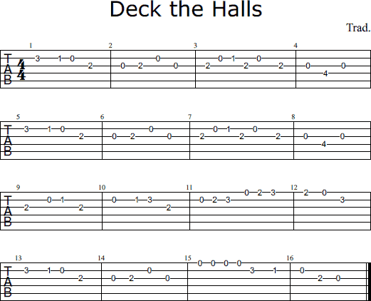 Deck the Halls notes and tabs