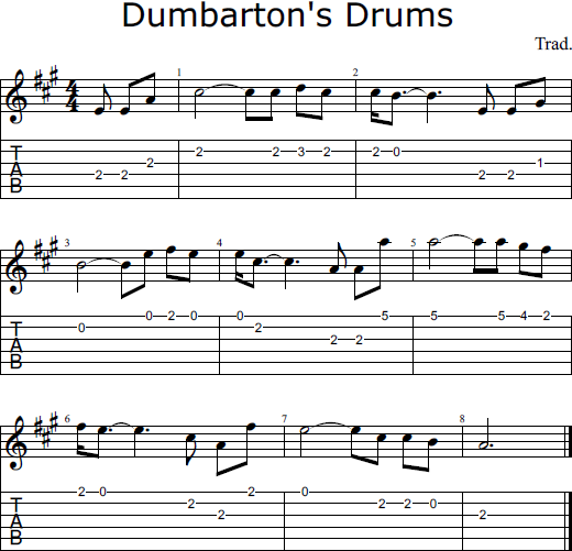 Dumbarton's Drums notes and tabs