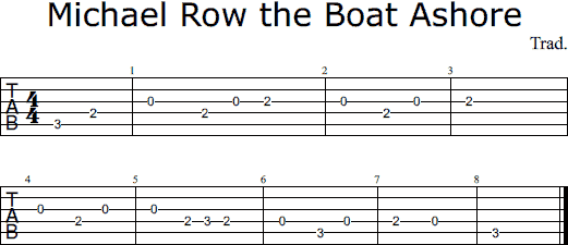 Michael Row the Boat Ashore notes and tabs