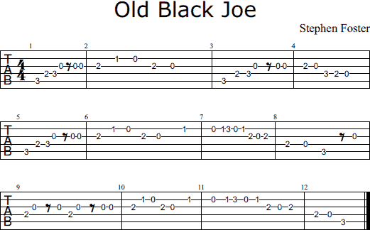 Old Black Joe notes and tabs
