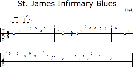 St. James Infirmary Blues notes and tabs