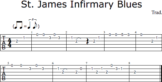 tablature for st james infirmary blues