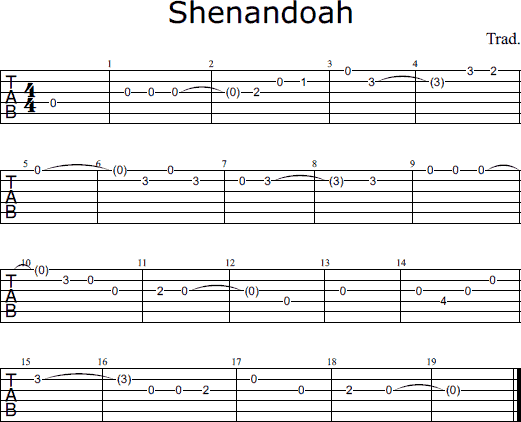 Shenandoah notes and tabs