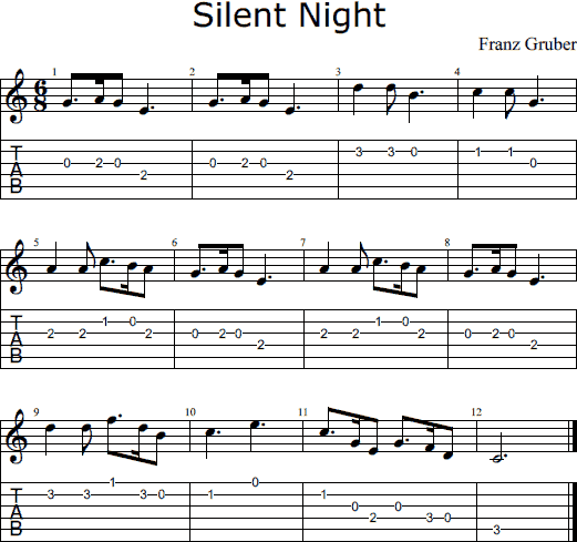 Silent Night notes and tabs