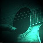 Guitar body and sound hole cyan color