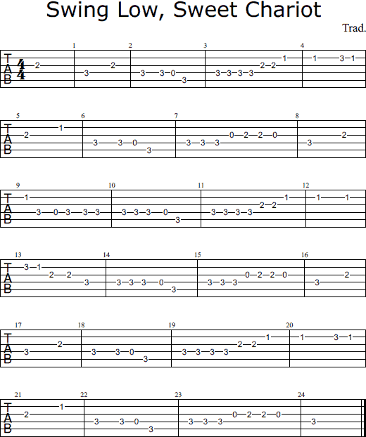 Swing Low, Sweet Chariot notes and tabs