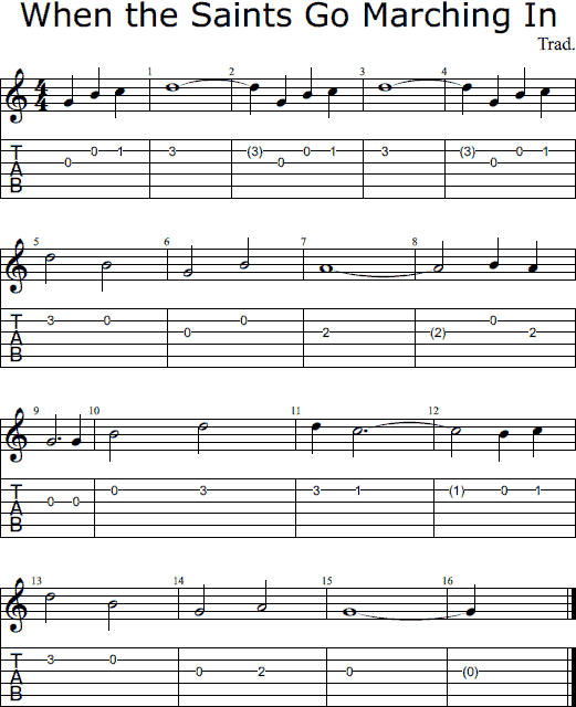 When the Saints Go Marching In notes and tabs